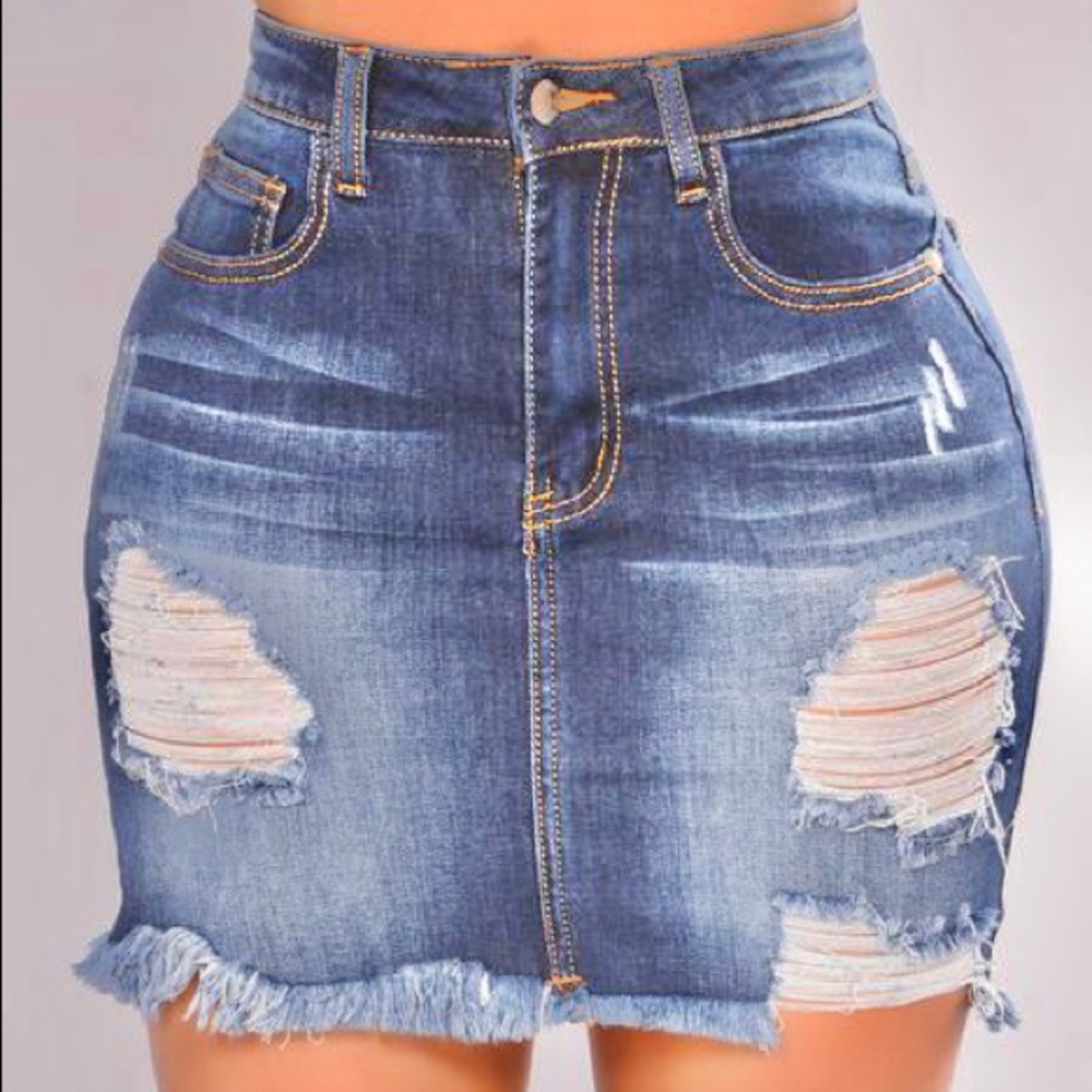 Fashion Nova Mini Denim Skirt High Waisted Small